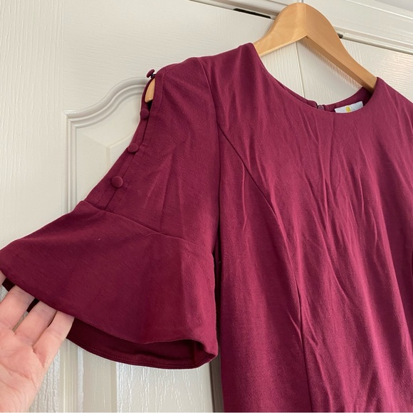 Boden | Alexis Dress Burgundy Button Sleeves - Picture 2 of 9